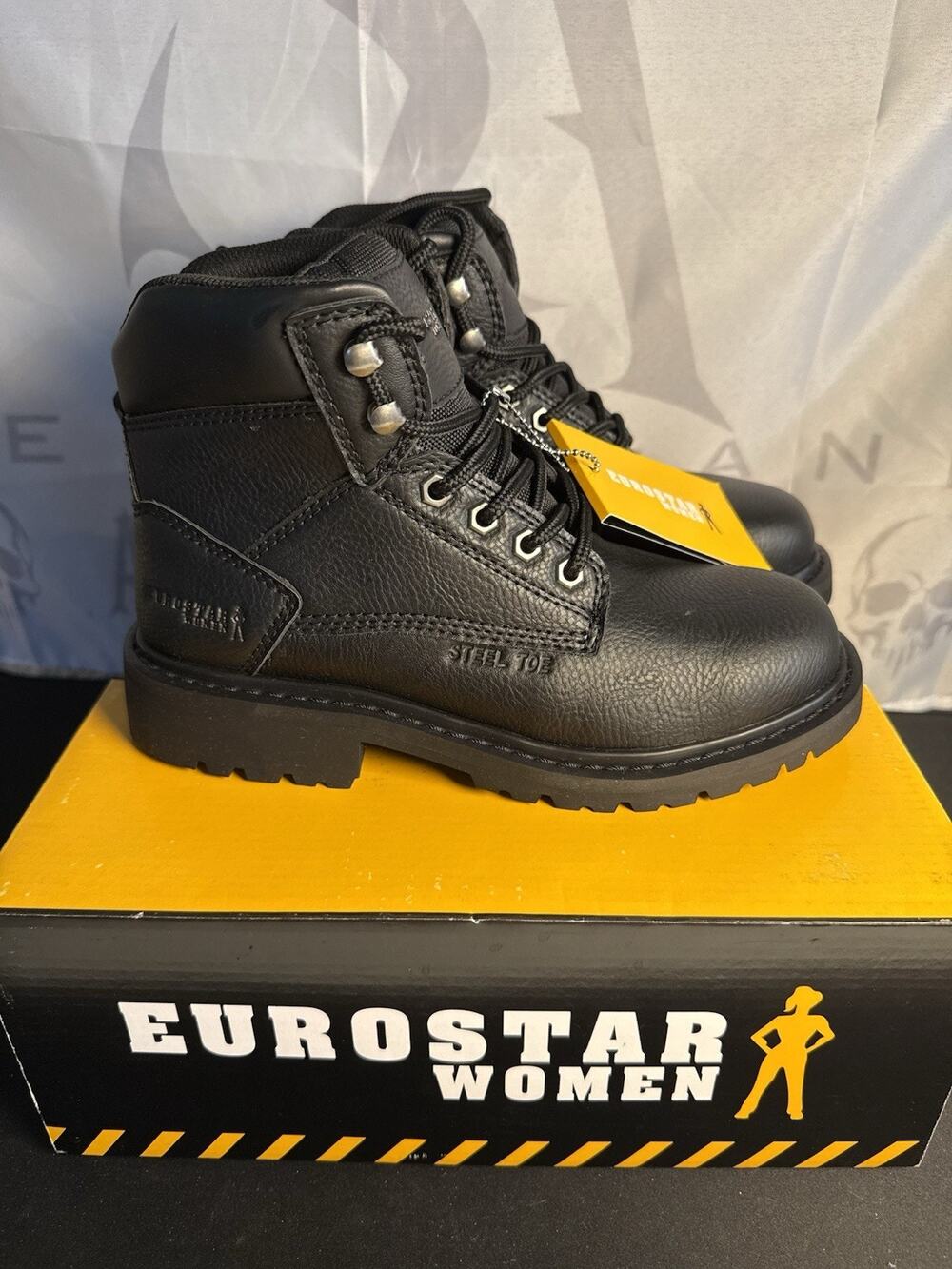 Eurostar Cascade Steel Toe Work Boots Black Women’s Size 6.5 NEW with Box